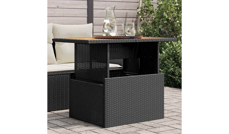 Walplus PE Rattan Garden Table - Black - 100 x 55 x 73 cm