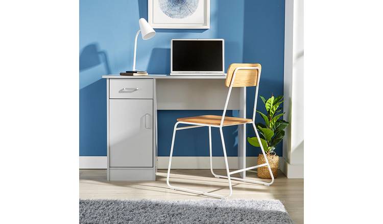 Home Source Tyler 1 Door 1 Drawer Computer Desk - Grey