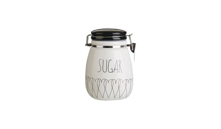 Orsina Heartlines Ceramic Clip Top Lid Sugar Canister