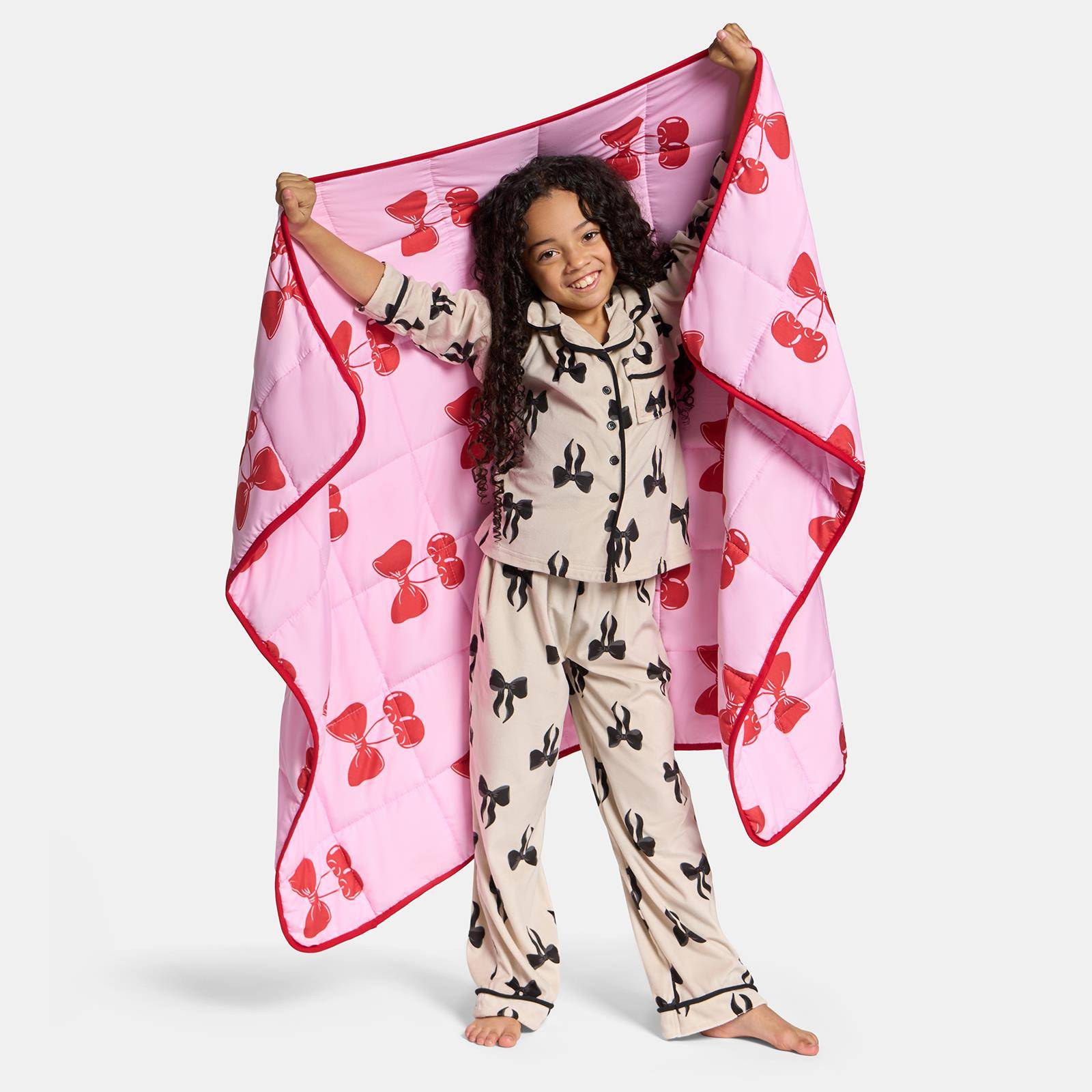 OHS Kids Cherry Bow 3kg Weighted Blanket 100x150cm - Pink/Red - Image 3