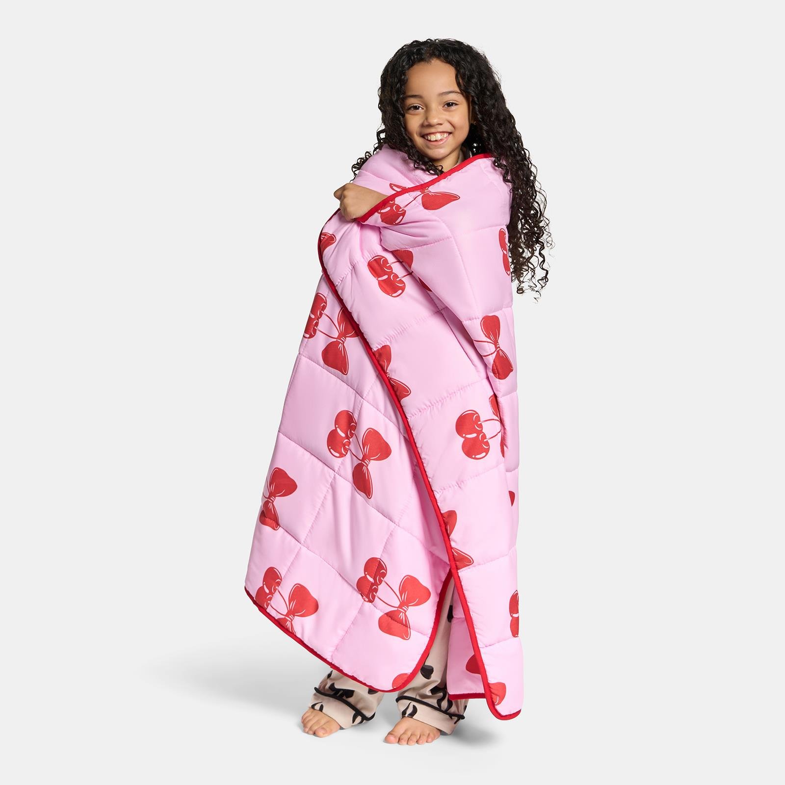 OHS Kids Cherry Bow 3kg Weighted Blanket 100x150cm - Pink/Red - Image 4