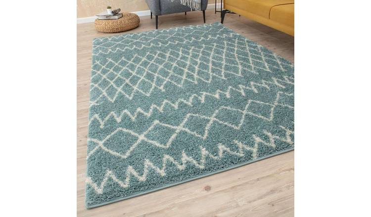 The Rugs Duck Egg Moroccan Tangier Shaggy Rug - 60 x 110cm