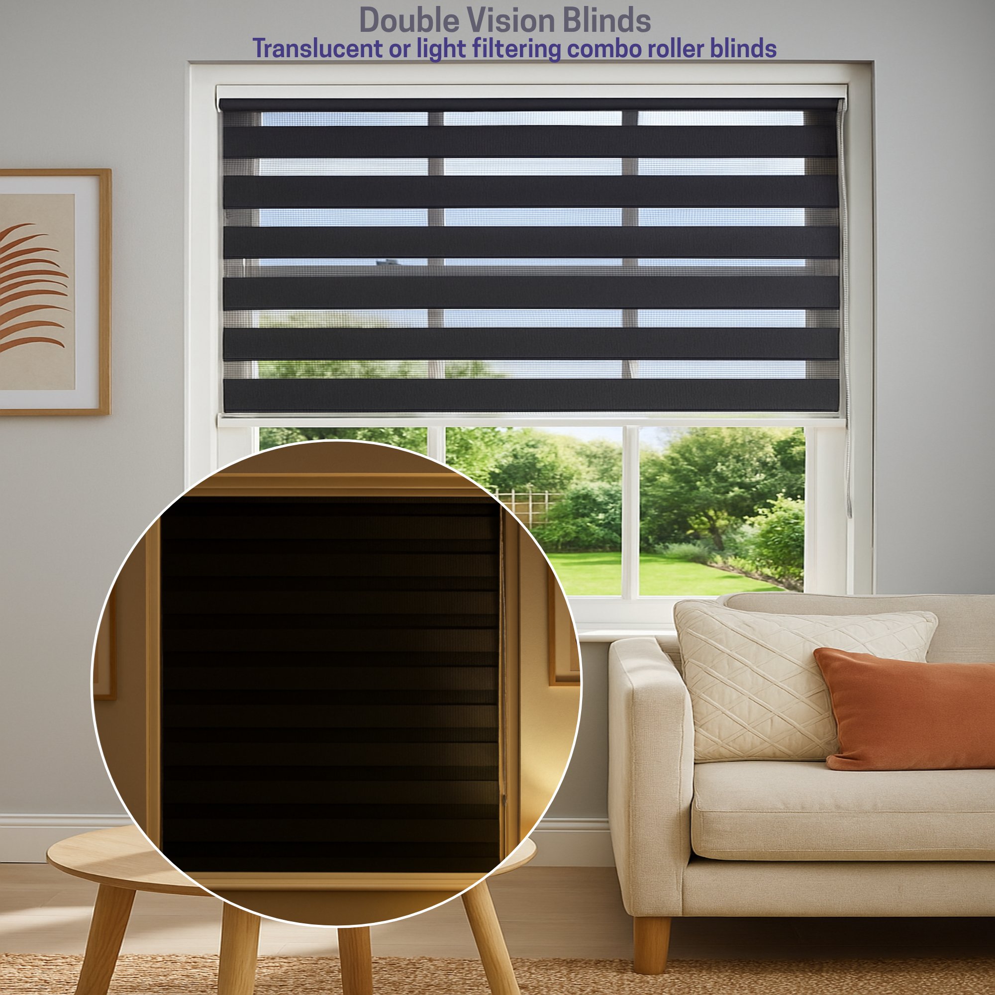 Furnished White Day and Night Roller Blind - 65cm x 210cm - Image 2