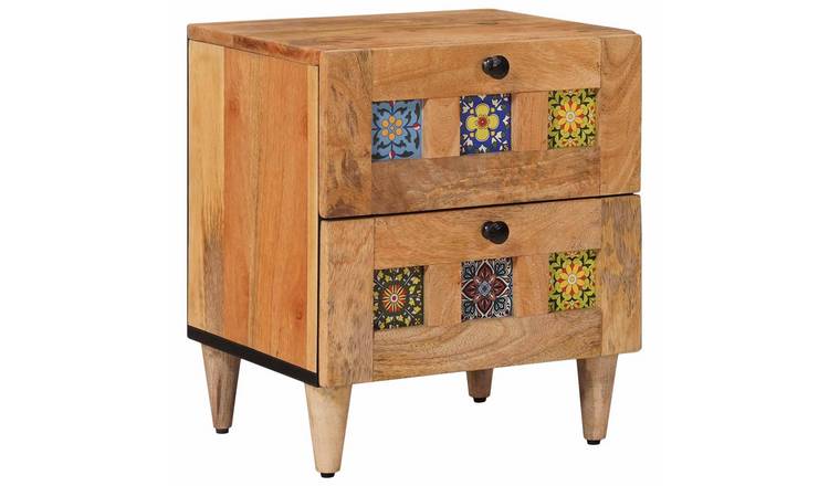 Walplus Solid Wood Bedside Cabinet - Natural - 40 x 33.5 x 46 cm