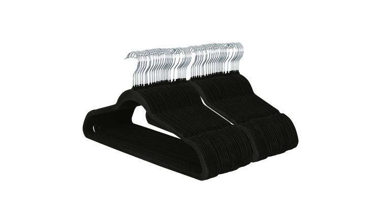 Harbour Housewares Non-Slip Velvet Hangers - 45cm - Black - Pack of 50