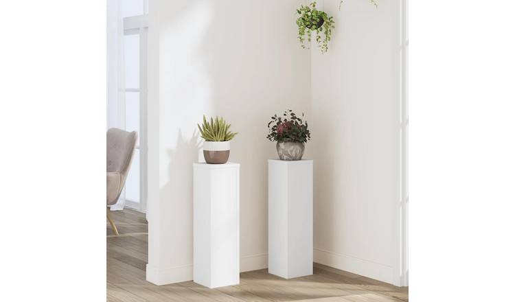 Walplus Pack of 2 Engineered Wood Plant Stand - White - 17 x 17 x 60 cm