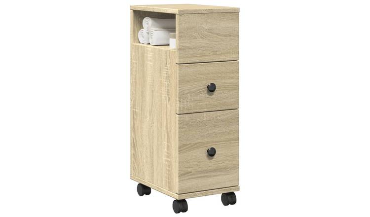 Walplus Engineered Wood Lockable Bathroom Cabinet - Light Oak - 23 x 33 x 65 cm