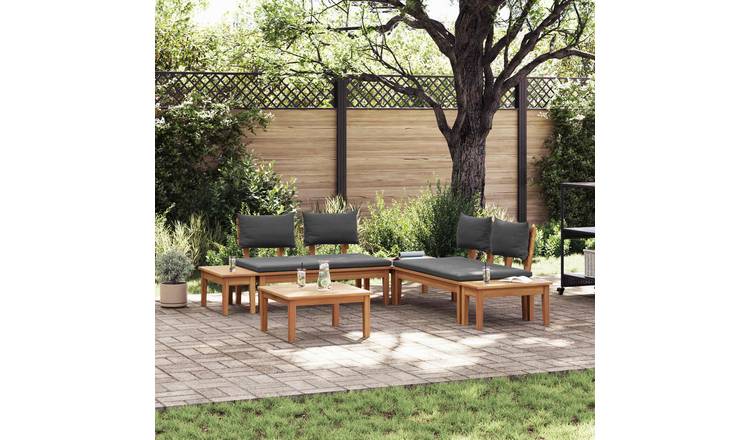Walplus 3 Piece Garden Sofa Set Open Shelf - Brown and Grey - 60 x 60 x 30 cm