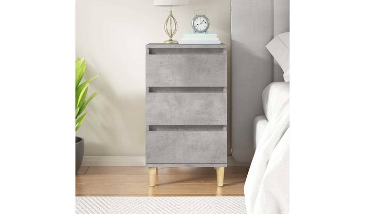 Walplus 3 Drawer Bedside Cabinet - Stone Grey - 40 x 35 x 70 cm