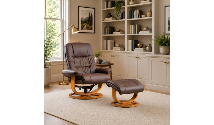 Artemis Home Barriston Swivel Recliner and Footstool - Brown