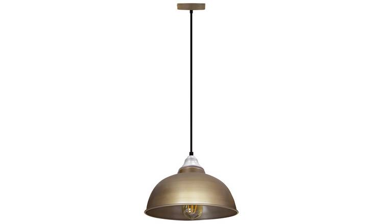 Energy Light Bulbs Dome Metal Grey Holder Ceiling Pendant Light - Antique Brass