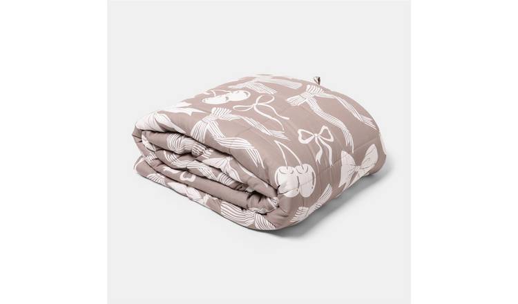 OHS Bow Print Supersoft 8kg Weighted Blanket - 150x200cm - Natural