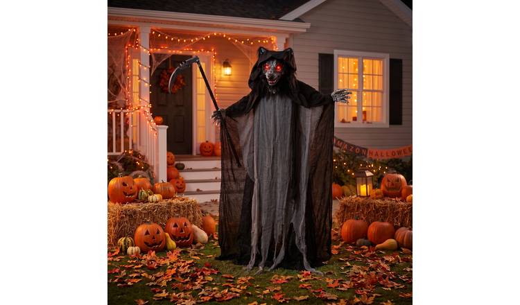 HOMCOM 5.6ft Animated Halloween Standing Werewolf with Sickle Decoration