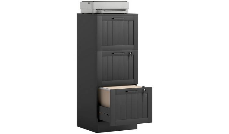 HOMCOM 3 Drawer Filing Cabinet with Adjustable Hanging Bars - Black