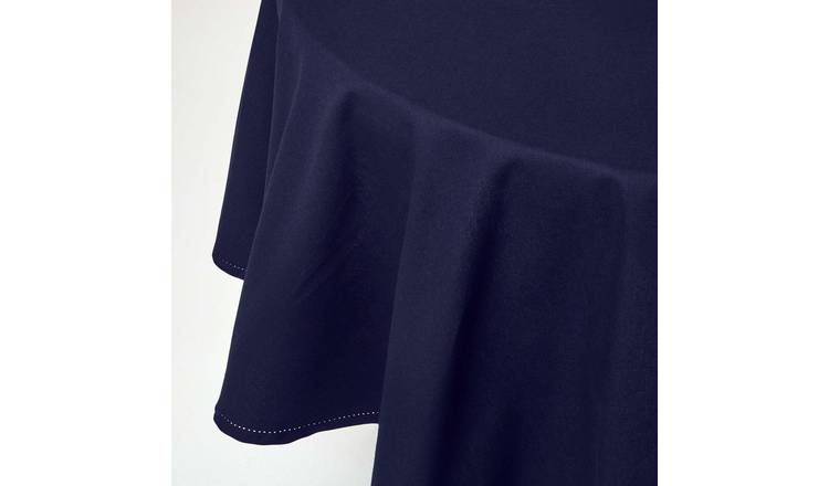 Homescapes Cotton Round Tablecloth - 178 cm - Navy Blue
