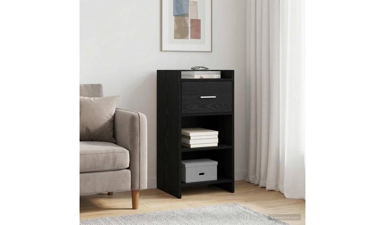 Walplus 1 Drawer Rectangular Sideboard - Black Oak - 40 x 36 x 80 cm