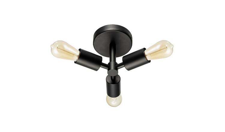 Happy Homewares Industrial Matte Black to Showcase Vintage Ceiling Light - 22cm