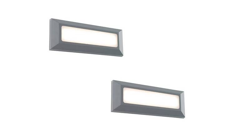Loops Direct Pack of 2 ABS Plastic LED Wall Guide Light - Grey