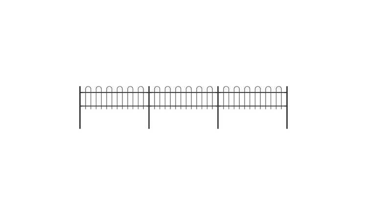 Walplus Steel Garden Fence with Hoop Top - Black - 537 x 3.4 x 110 cm