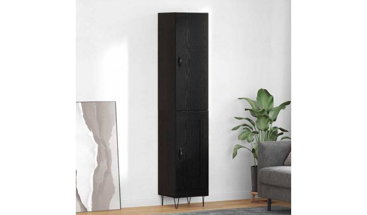 Walplus Engineered Wood 2 Door Highboard - Black Ash - 34.5 x 34 x 90 cm
