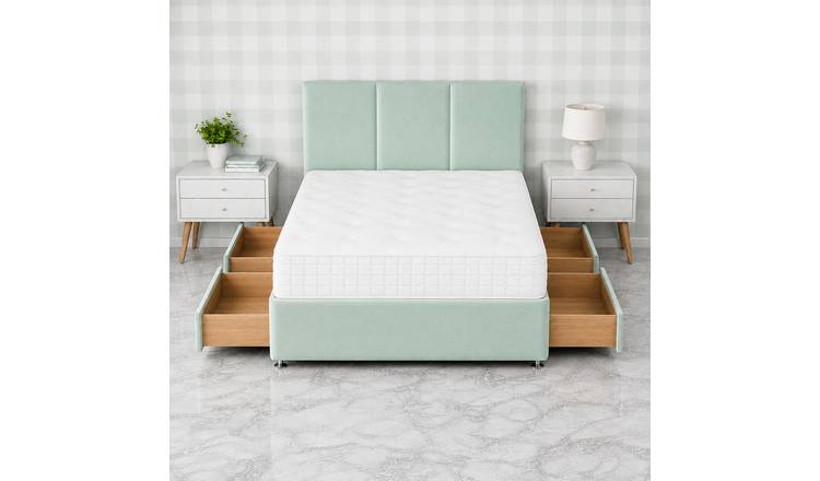 Comfy Deluxe 5ft King Size   4 Drawer Plush Velvet Divan Bed Set -  Mint