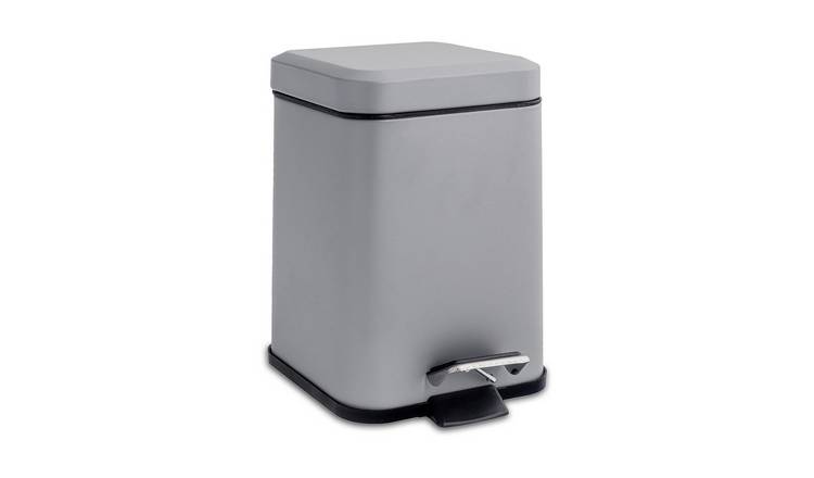 Harbour Housewares Square Bathroom Pedal Bin - 3 Litre - Matt Grey