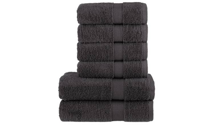 Walplus Pack of 6 Cotton Towel Set - Anthracite