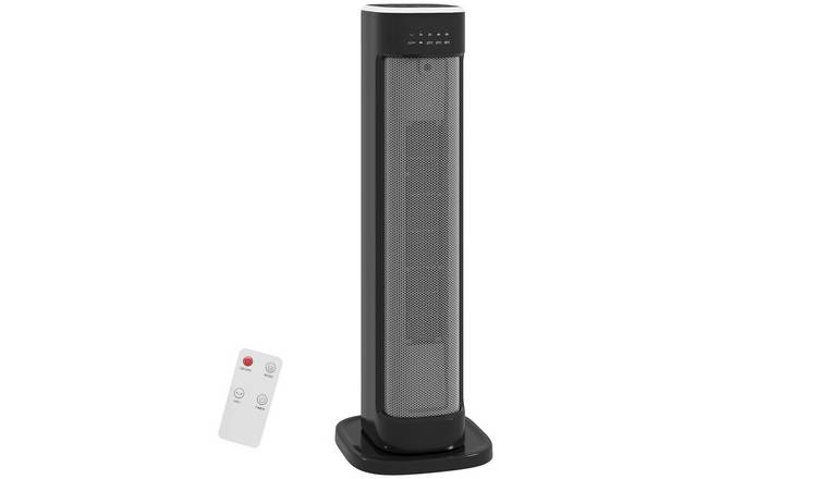 HOMCOM Ceramic Space Heater with Fan and 3 Heat Settings - Black