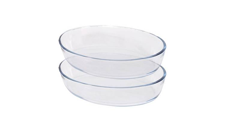 Argon Tableware Oval Glass Oven Dishes - 26cm x 18cm - Pack of 2