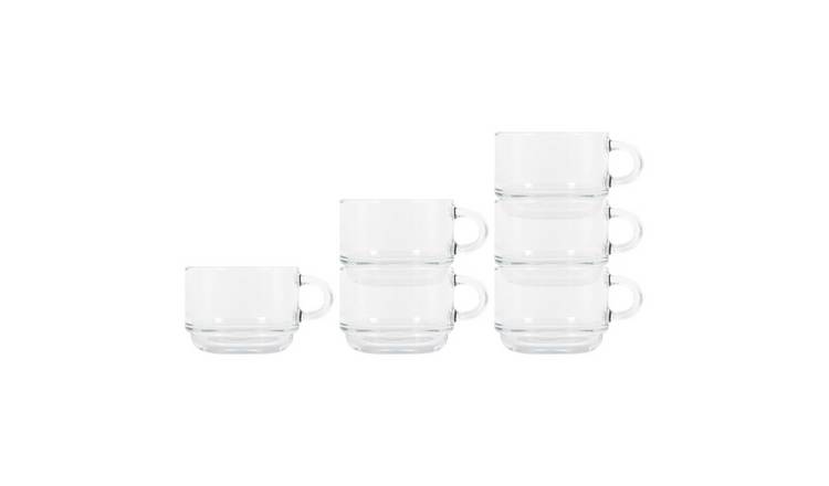 LAV Cozy Stacking Glass Coffee Cups - 270ml - Pack of 6