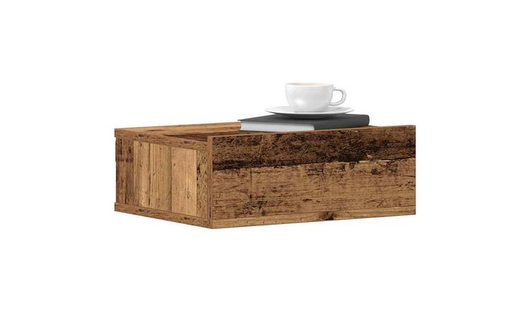 Walplus Engineered Wood Floating Nightstand - Dark Wood - 40 x 32 x 15 cm