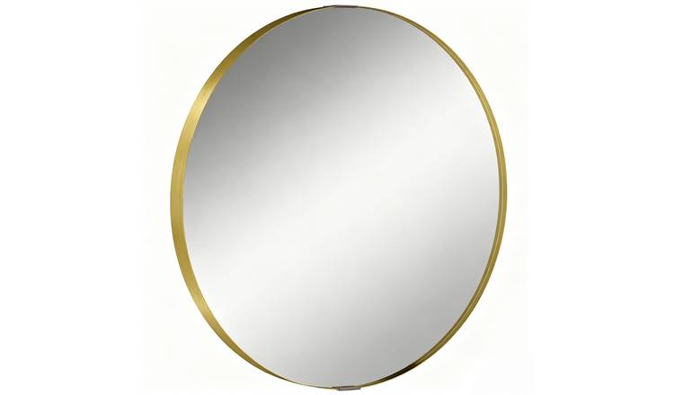 HOMCOM Aluminium Round Wall Mounted Mirror - Gold