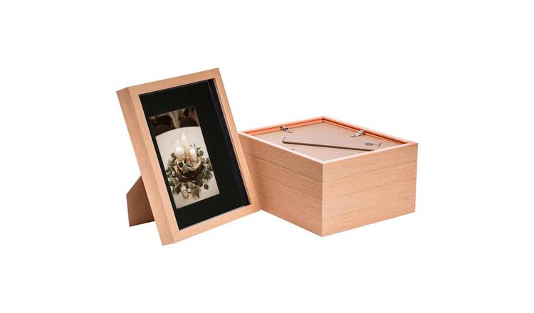 Nicola Spring 3D Box Photo Frames - 8 x 10" with Mount - Set of 5 - Light Wood