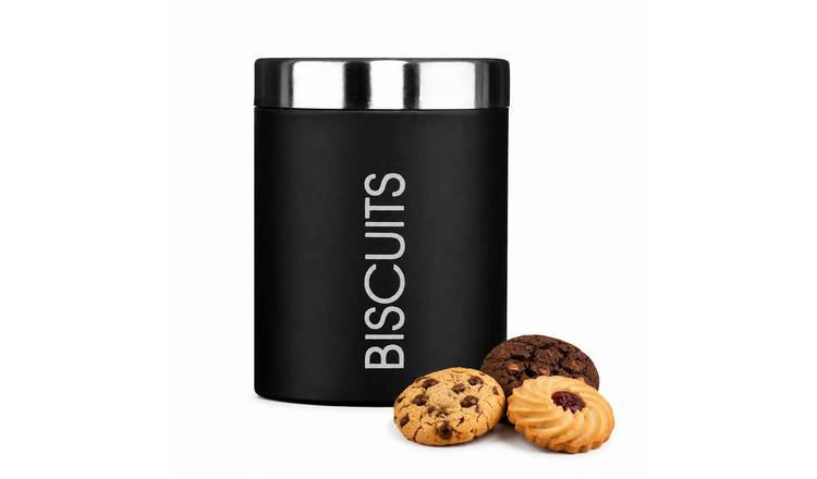 Orsina Liberty Enamel Biscuit Canister – Black and Silver