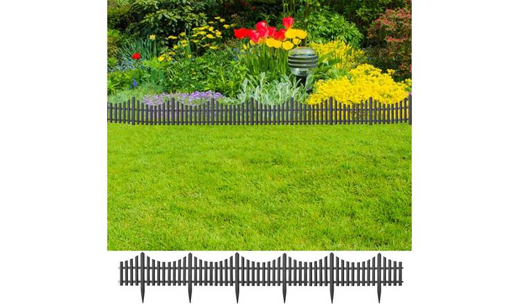 Walplus Pack of 17 PP Lawn Edgings - Anthracite - 60 x 32.5 cm