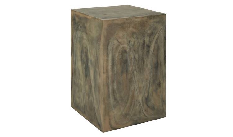 Orsina Marble Effect Side Table and Stool – Brown