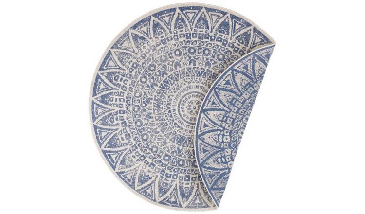Hanse Home Blue Lilja Vintage Indoor Outdoor Easy Care Round Rug - 200cm