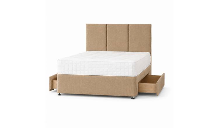 Comfy Deluxe 6ft Super King    2  Drawer  Plush Velvet Divan Bed Set -  Beige