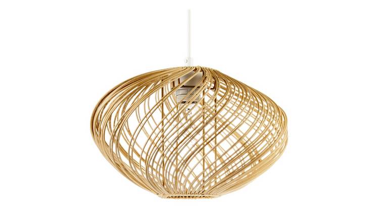 Happy Homewares Brown Spiral Rattan with Natural Finish Pendant Shade - 35cm