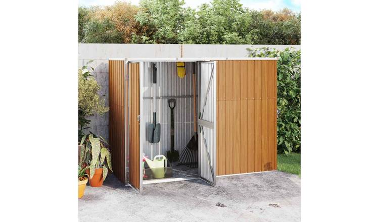 Walplus Galvanised Steel Tool Shed Metal Large Garden Tool Shed - Brown - 161 cm