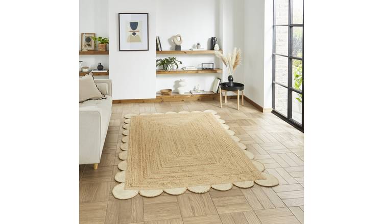 Mega Flooring Beige Handmade Bordered Rug - 120 x 170cm