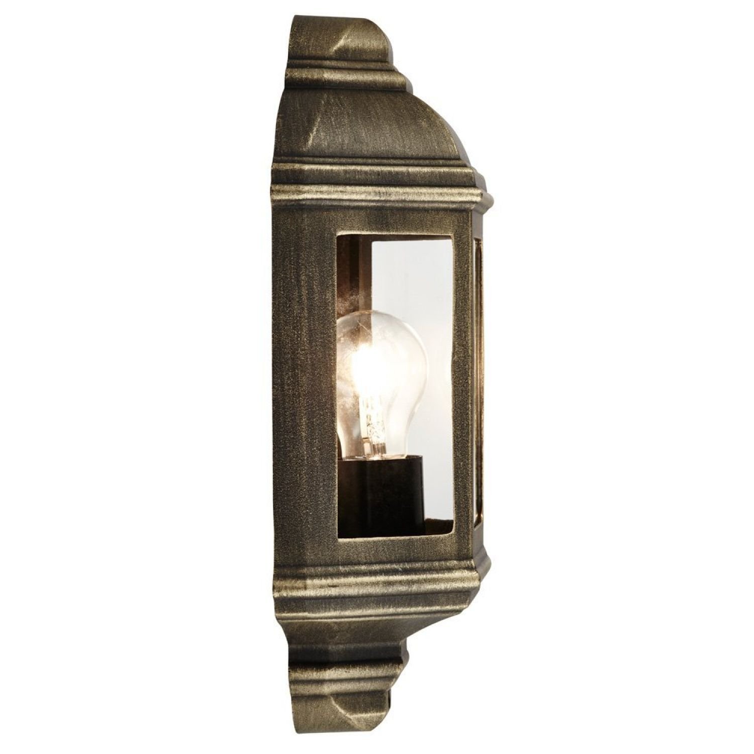 Happy Homewares Black and Gold Flush IP44 Rated Outdoor Wall Light - 17cm - Image 2