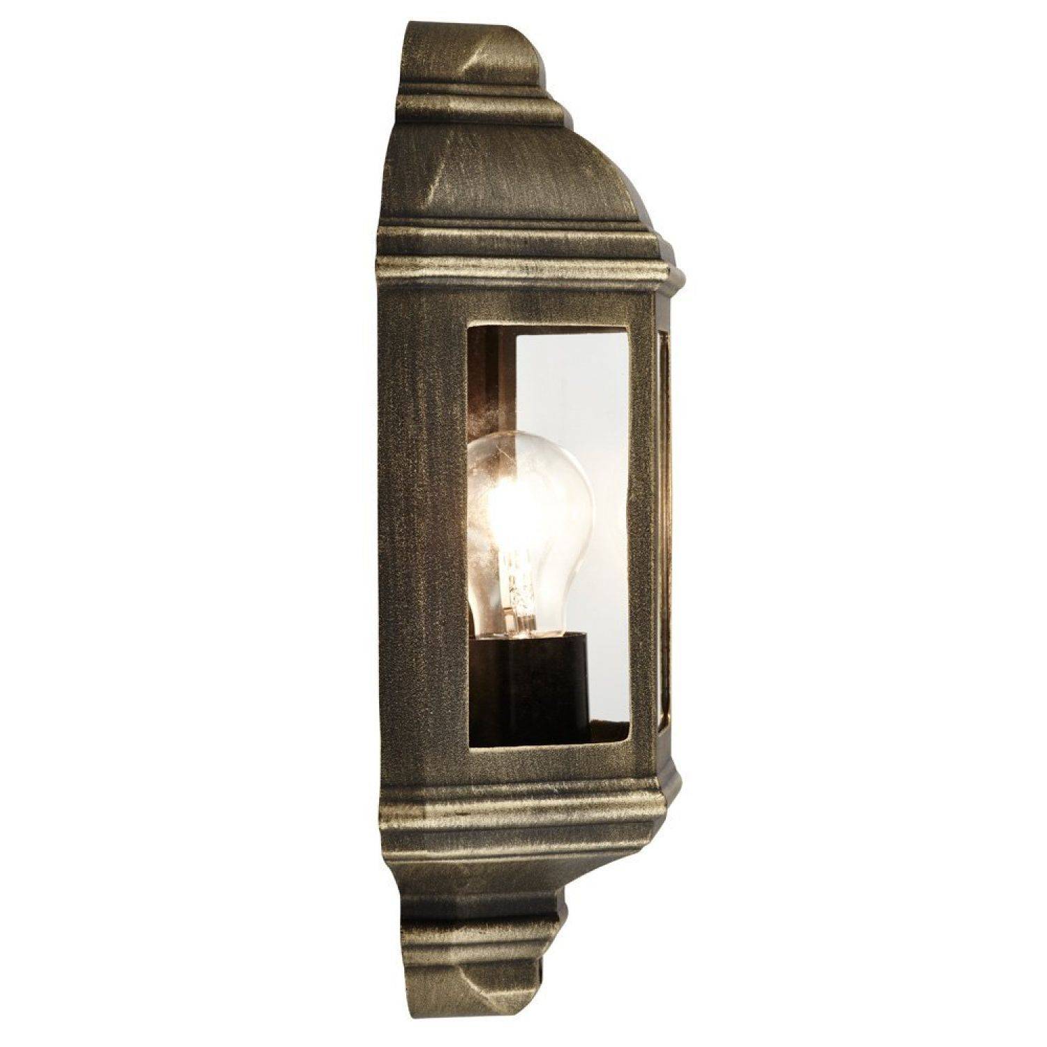 Happy Homewares Black and Gold Flush IP44 Rated Outdoor Wall Light - 17cm - Image 2
