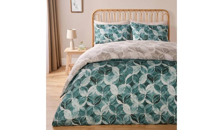 OHS Watercolour Abstract Duvet Cover Set Green - King