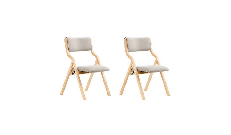 SoBuy Set Of 2 Folding Dining Chair With Padded Seat Back - Light Grey