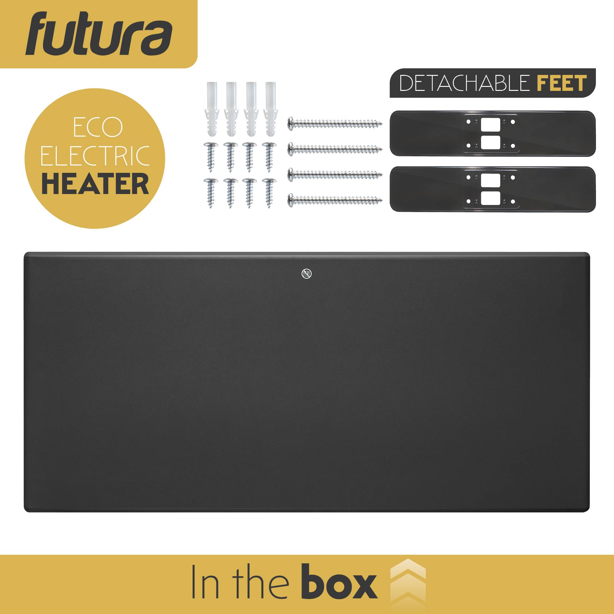 Futura 2000W Wall Mounted Panel Heater 87cm - Grey - Image 4