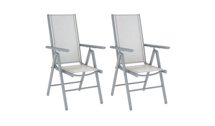 Outsunny Set of 2 Aluminium Foldable Garden Chair - Light Grey