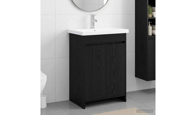 Walplus 2 Drawer Bathroom Vanity Unit - Stone Grey - 81 x 40 x 84.5 cm