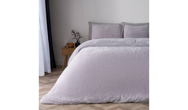 OHS Thermal Soft Teddy Fleece Duvet Cover Bedding Set Grey - Double