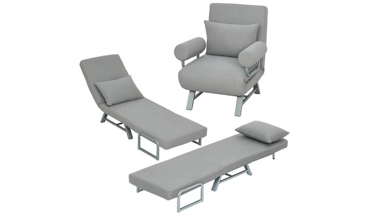 HOMCOM 3 in 1 Convertible Single Folding Sofa Bed - Light Grey